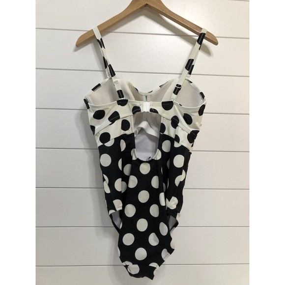 figleaves Swim Figleaves Womens Polka Dot One Piece Swimsuit Size